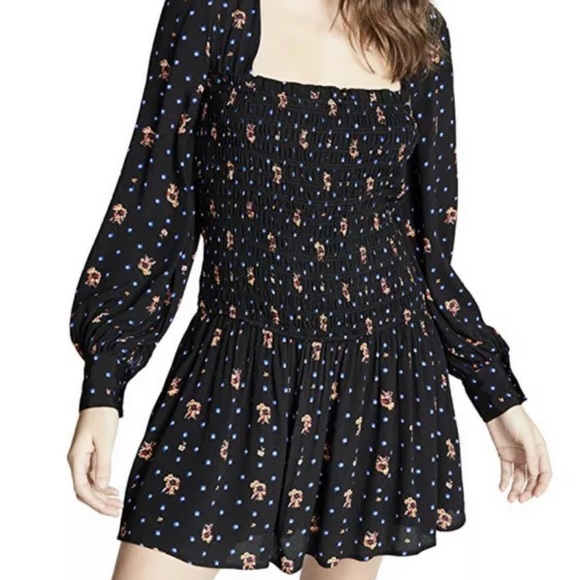 FREE PEOPLE BLACK BOHO MINI DRESS - Picture 4 of 10